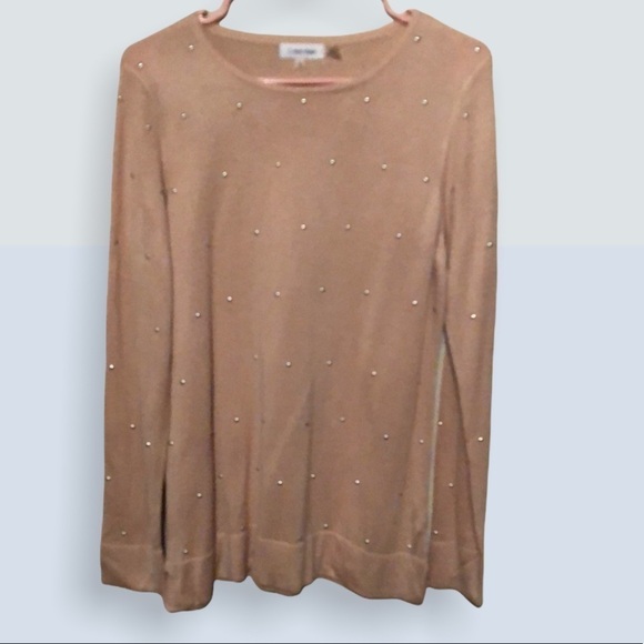 Calvin Klein pink beaded sweater . Sz S - Picture 1 of 8